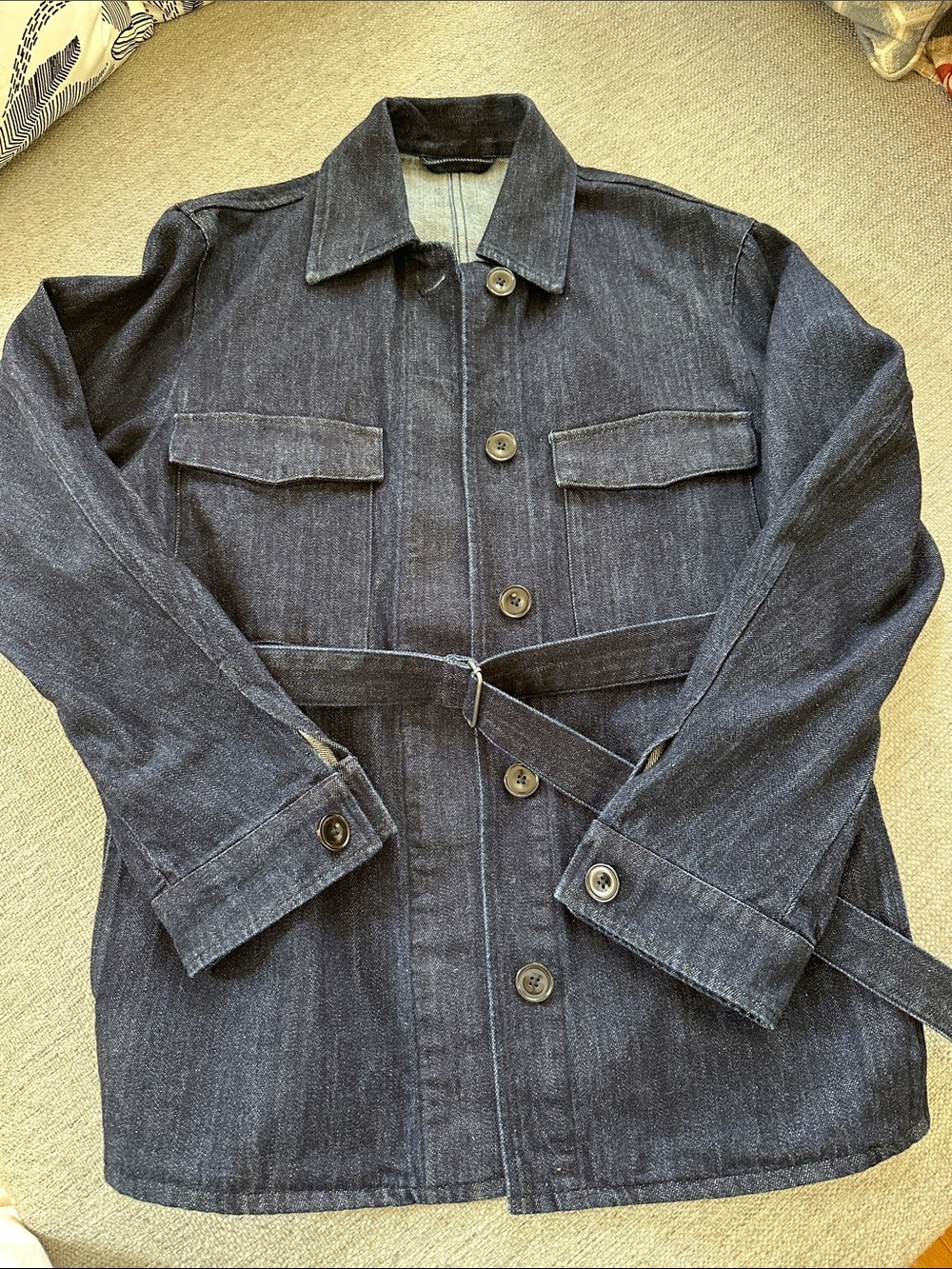 Women’s Dark Denim Belted Work Jacket - Navy
